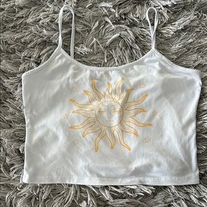 White Gold Sun Graphic Crop Camisole